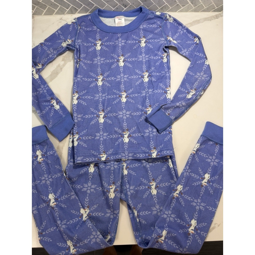 Hanna Andersson Disney Frozen Olaf Organic Cotton Pajamas Set Sz 6-7 Holiday